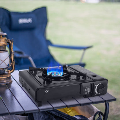 US Local 1 Pc 3300W Portable Camping Stove Butane Canister Dual Fuel Burner Piezo Electric Ignition Single Burner With Automatic Tank Ejection Overpressure Cut Off Carry Case For Camping Hiking Picnic Fishing B