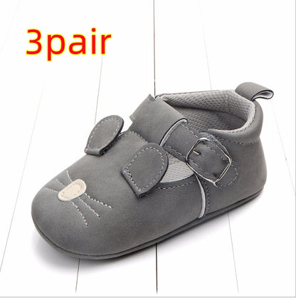 US Local Spring and autumn cartoon animal baby shoes matte leather non-slip soft bottom
