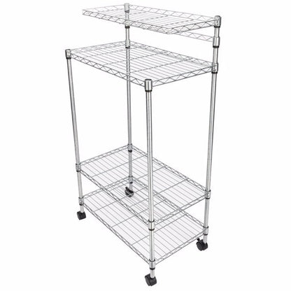 US Local 4-layer Powder Coated Wheeled Microwave Oven Rack, Stainless Steel