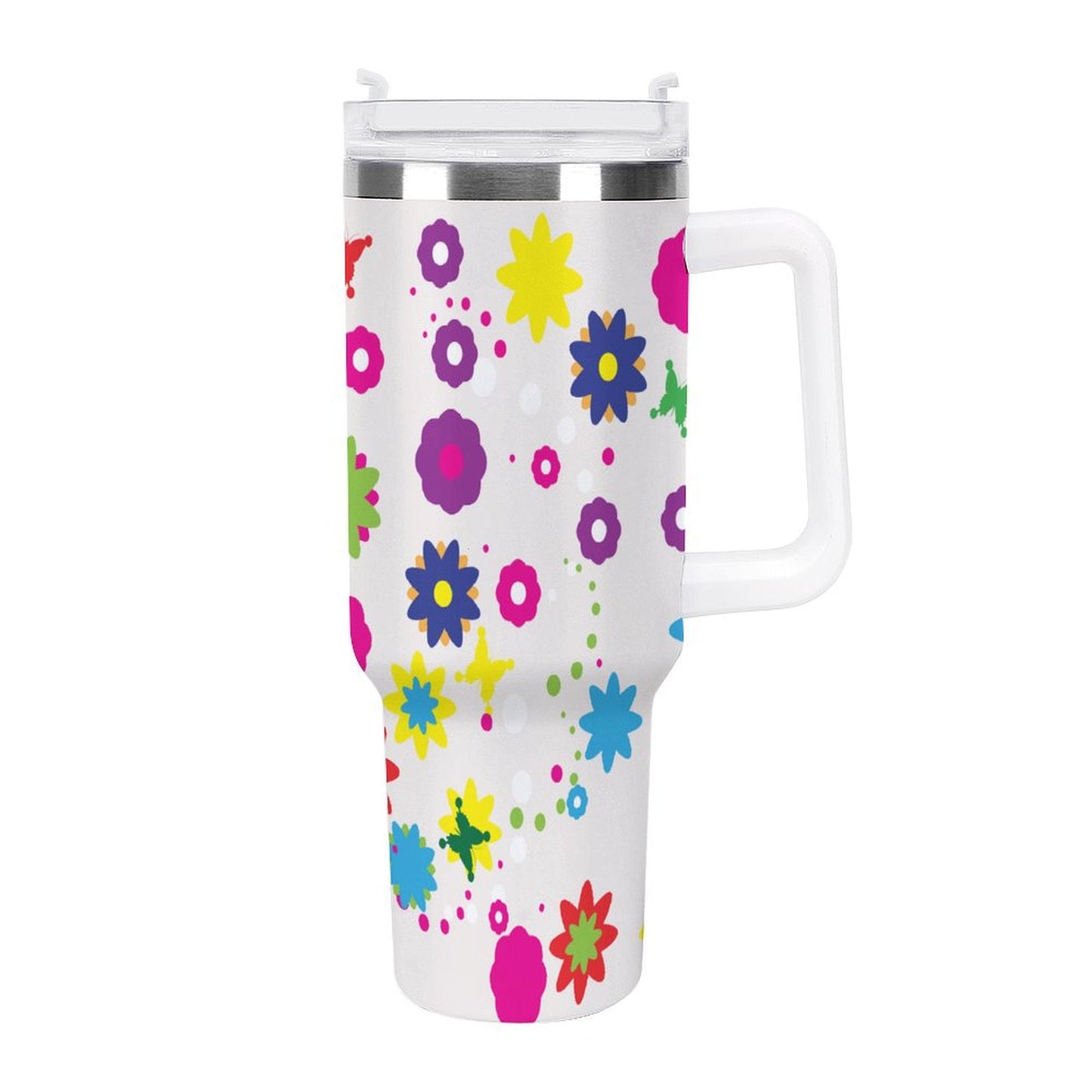 PHDT00498 POD US Local Tumbler 40oz Large Capacity Car Cup Texture, Flower