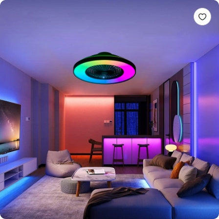 US Local 23 Inch Black Ceiling Fan Light With LED RGB   Dimmable & Color Changing, APP & Remote Control, Modern Smart Ceiling Fan For Living Room, Bedroom, And Dining Room  Silent 6-Speed Reversible DC Motor
