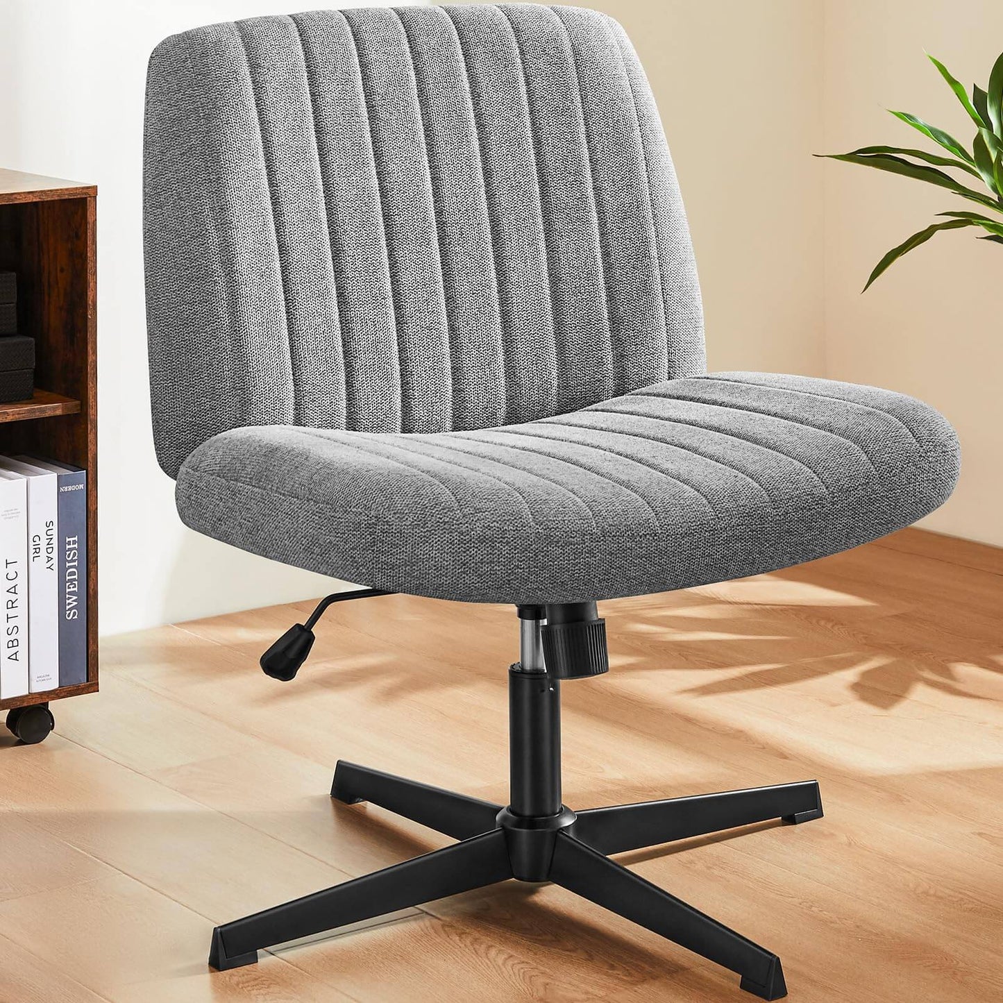 US Local Cross-Legged Chair,No Wheels Armless Swivel Home Office Chair