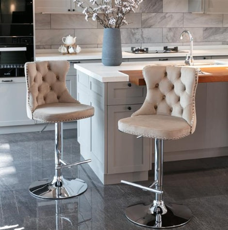 US Local 2-piece Set Of Rotating Velvet Bar Stools
