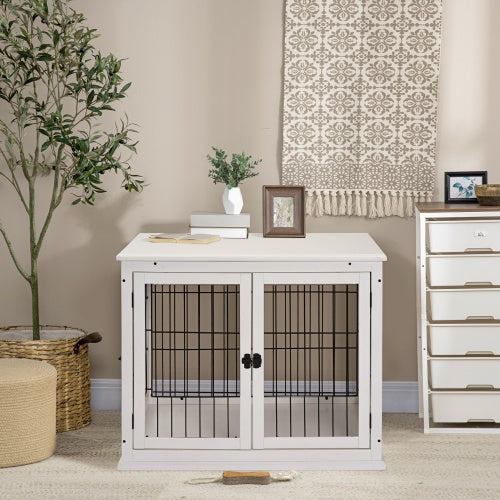 US Local Small Kennel End Table With Two Open Sides And Lockable Door
