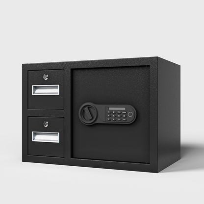US Local Steel Security Safe And Lock Box With Electronic Keypad - Secure Cash, Jewelry, ID Documents, Black,1.85 Cubic Feet