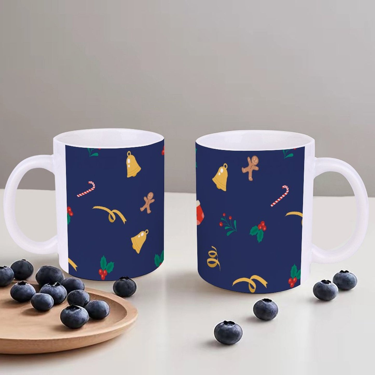 POD US Local White mug with full print, Merry Christmas Blue 0018
