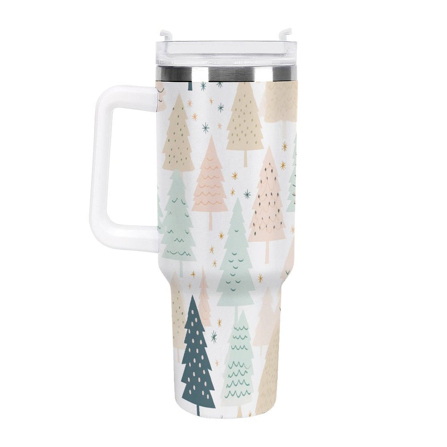 PHDT00090 POD US Local Tumbler 40 oz Large Capacity Car Cup Pink, Christmas Trees, Woods