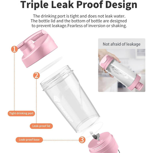 Wondercore 22-ounce Protein Shaker, Leak-proof, BPA-free, Manual Roll-up Mixing, Clear Ounce And Milliliter Markings