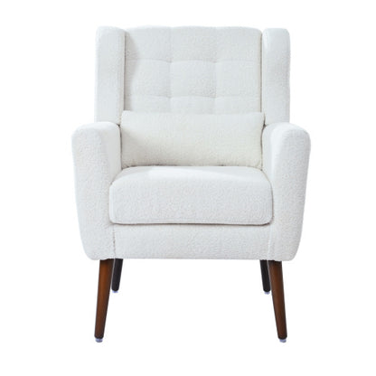 US Local Modern Upholstered Chairs, Teddy Fabric Living Room Chairs, Comfortable Reading Chairs, Medieval Upholstery Chairs, Chaise Longues Armchairs For Living Room Bedrooms - White