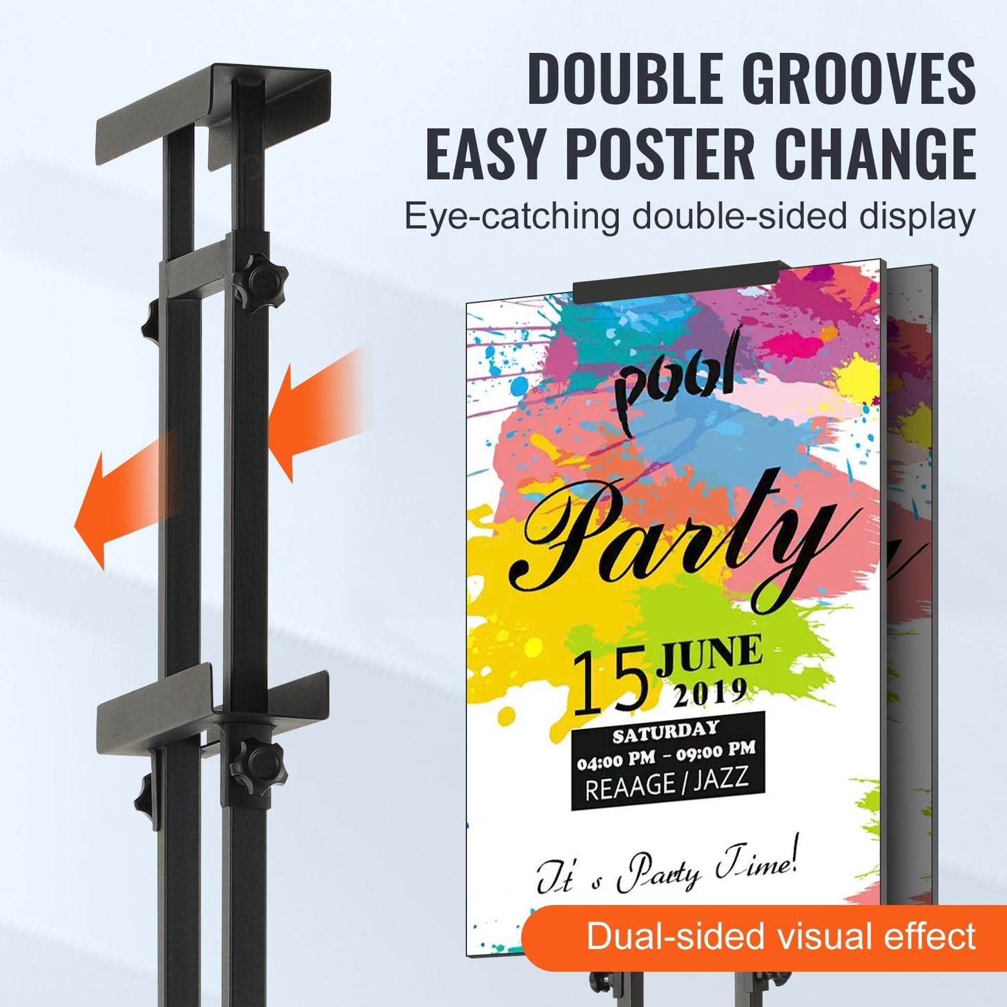 US Local VEVOR Poster Stand, Double-Sided Heavy Duty Pedestal Sign Holder, Floor Standing Sign Holder Banner Stand With Shock-absorbing Base For Display, For Board And Foam, Black