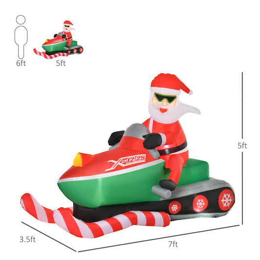 CA Local 5.2 ft Christmas Inflatable Santa Claus With Snowmobile, LED Lighted For Home Indoor Outdoor Garden Lawn Decoration Party Prop