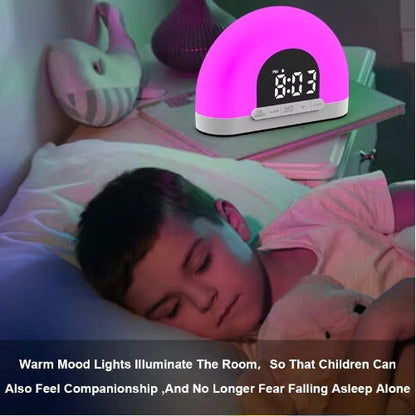 US Local Fashion Design Color Night Light Sunrise Alarm Clock Wake Up Light With Touch Control Half Circle Double Clock Europe White