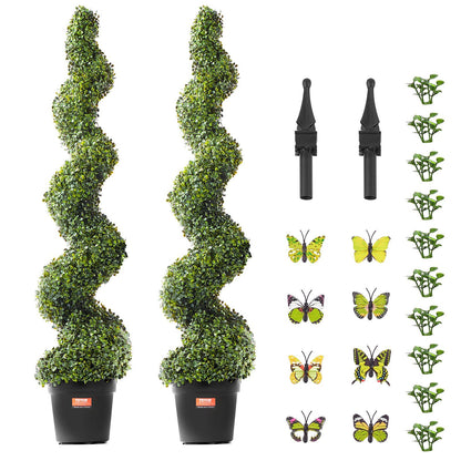 US Local VEVOR 2 Pack 5' Artificial Boxwood Topiary Tree Faux Plant UV Decor In Outdoor