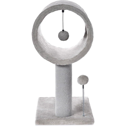 US Local Gray Indoor Cat Tree With Hanging Ball 20.5Cat Tree With Tunnel Bed And Scratching Post Cat Tower
