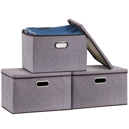 US Local Household Items Storage Box Cotton And Linen Large Folding Storage Box Clothing Storage Box 44-30-30cm, 3-piece Set, 5-piece Set