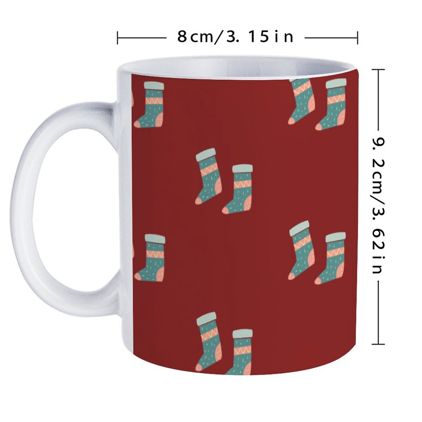 POD US Local White mug with full print, Christmas Stockings, Red 0081