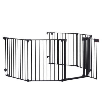 US Local 150 Adjustable Safety Gate 6 Panels Play Yard Metal Doorways Fireplace Fence Christmas Tree Fence Gate For House Stairs Gate Prohibited Area Fence