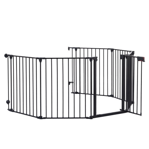 US Local 150 Adjustable Safety Gate 6 Panels Play Yard Metal Doorways Fireplace Fence Christmas Tree Fence Gate For House Stairs Gate Prohibited Area Fence
