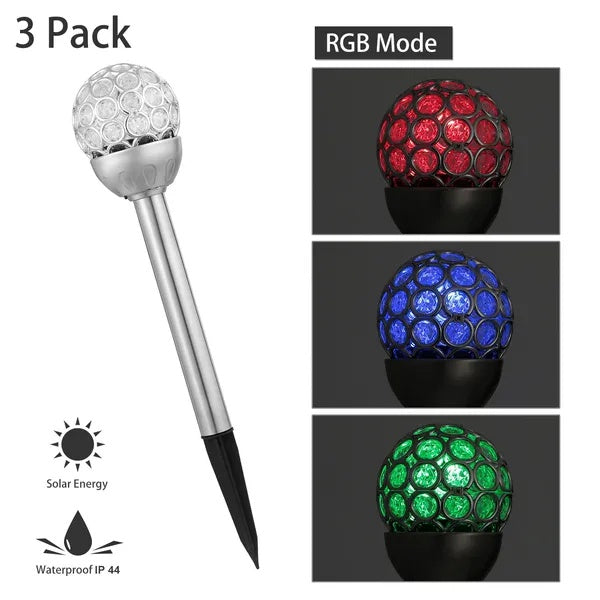 US Local Solarek 3 Pcs Outdoor Solar Lights IP44 Waterproof Ball RGB Light Garden Decor Lamp Landscape Christmas