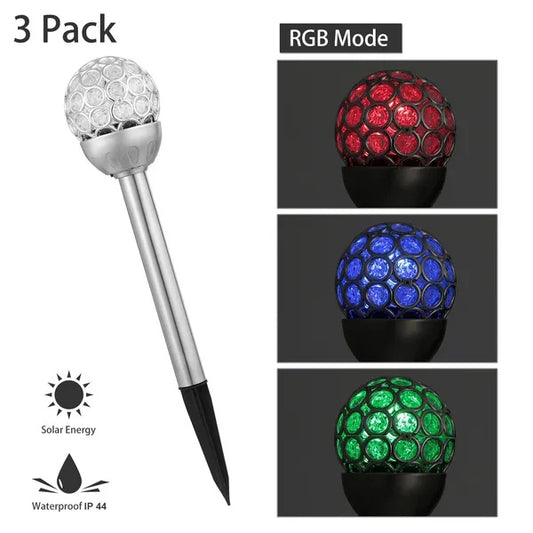 US Local Solarek 3 Pcs Outdoor Solar Lights IP44 Waterproof Ball RGB Light Garden Decor Lamp Landscape Christmas