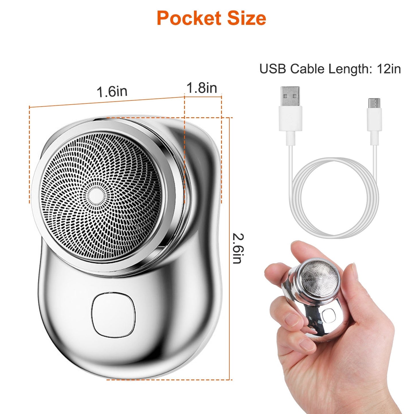 US Local 1 Set Electric Razor For Men Mini Shaver Portable Pocket Size Shaver USB Rechargeable Dry Usage For Home Travel Office