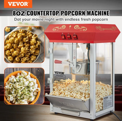 US Local Popcorn Popper Machine 8 Oz Countertop Popcorn Maker 850W 48 Cups Red