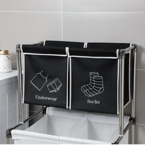 US Local Laundry Hamper 2 Tier Laundry Sorter With 4 Removable Bags For Organizing Clothes, Laundry, Lights, Darks