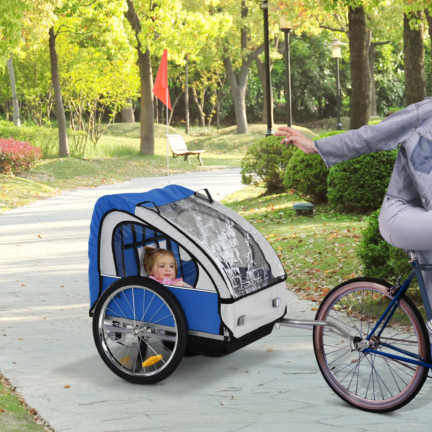 US Local 2-Seat Child Bike Trailer for Kids with a Strong Frame