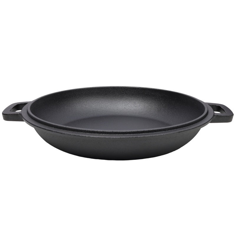 One In One Pre Seasoned Cast Iron Dutch Oven With Dual Handles, Outdoor Camping Deep Pot, With 2 Silicone Handle Covers