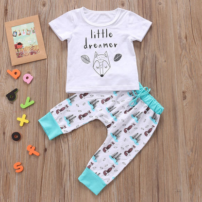 US Local Newborn Baby Clothes Set T-shirt Tops Pants Little Boys and Girls Outfits