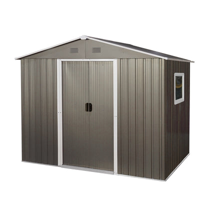 US Local 6x8ft Outdoor Metal Storage Shed With Window Grey