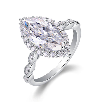 Starlight Craze - A Fashionable Diamond Jewelry Piece Set With Moissanite S925 Sterling Silver And Platinum Diamond Ring