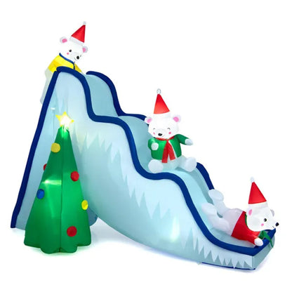 US Local 9 Feet Christmas Decoration Inflatable Polar Bear Slide Scene Decoration