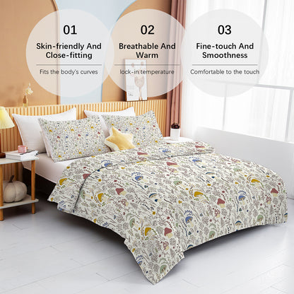 US Local 3 Pieces Mushroom Decoration Comforter Set Soft Bedding Set For Home Bedroom Decor Twin Full Queen King Size