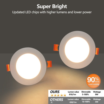 US Local 12-Pack 4 Inch Ultra-Thin LED Recessed Ceiling Light With Junction Box, 2700K-5000K Dimmable Color Changing Downlight, 9W 810LM, Easy Install, Ideal For Kitchen, Bedroom, Basement