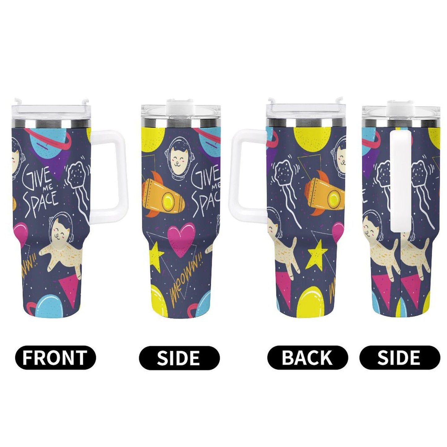 PHDT00348 POD US Local Tumbler 40 oz Large Capacity Car Cup Cosmic Planet Cat