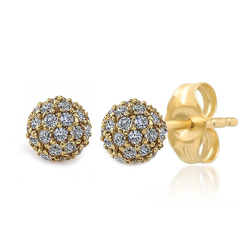 Fashion Personality Exquisite Rhinestone Zircon Multicolor Round Studs