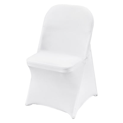 US Local VEVOR White Stretch Spandex Chair Covers - 12 PCS, Folding Kitchen Chairs Cover, Universal Washable Slipcovers Protector, Removable Chair Seat Covers, For Wedding Party Dining Room Banquet Event