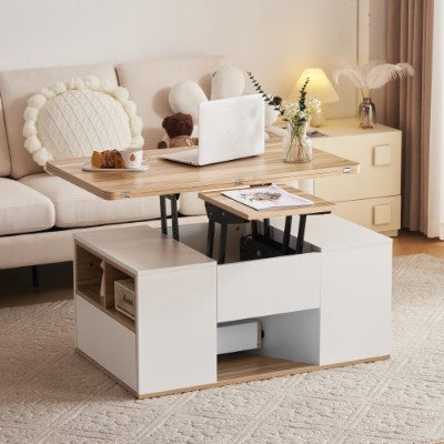 UK Local Grey Coffee Table With Storage, Lift Up Coffee Table For Living Room, Coffee Table With 2 Drawers Lift-Top Sofa End Tea Tables For Living Room Furniture