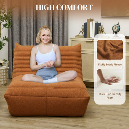 US Local Bean Bag Chair For Adults, Giant Fireside Chair, Bean Bag Sofa With High Density Foam For Living Room, Brown