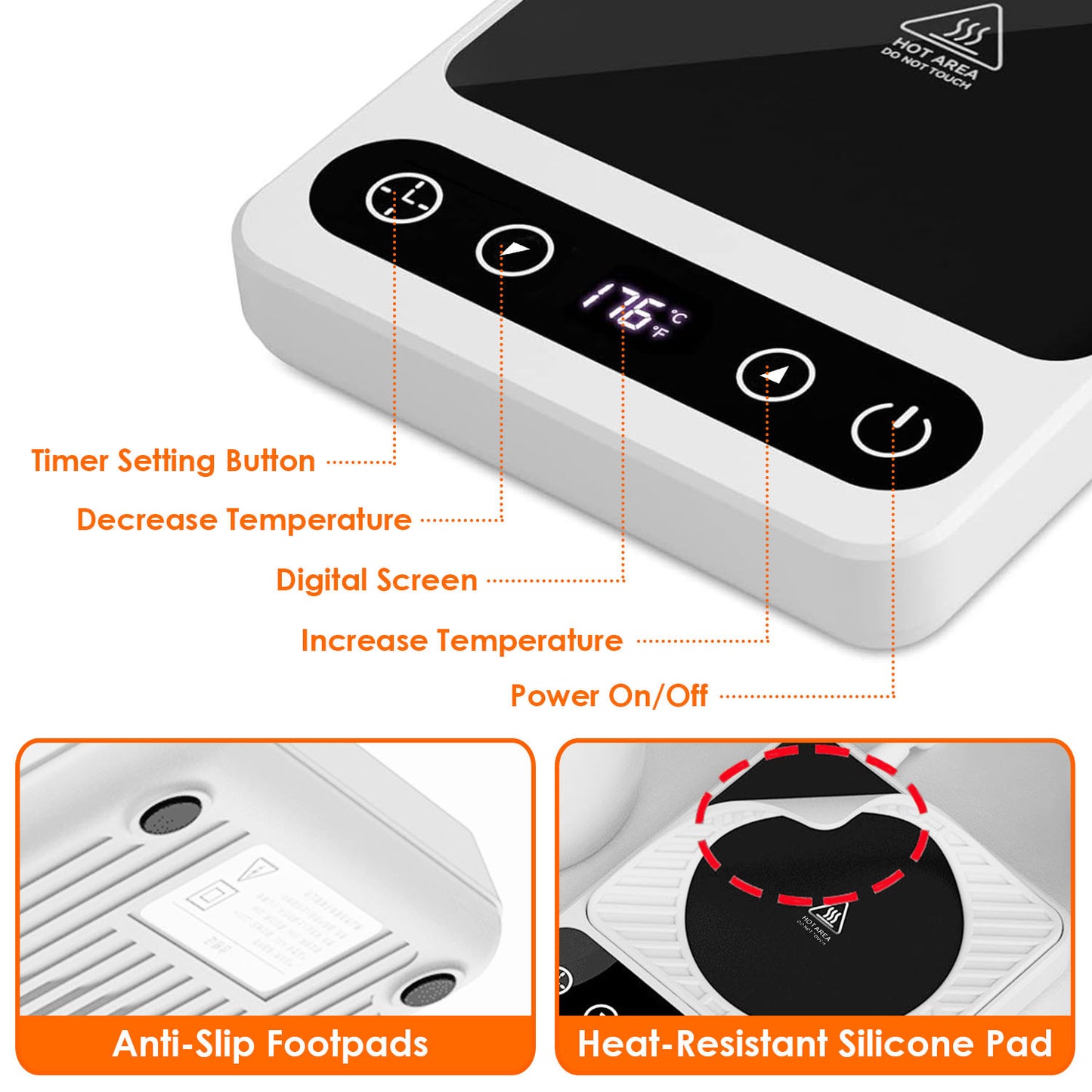 US Local 3 Colors 1Pc Desktop Electric Mug Warmer Auto Shut Off Timer Setting 6 Temperature Levels Cup Warmer For Milk Tea Cup Heating Plate