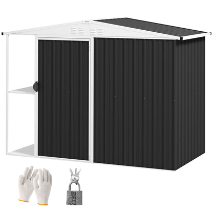US Local 8x4ft Outdoor Garden Shed, Metal Shed With Air Vents And Lock For Backyard, Garden, Patio, Dark Gray