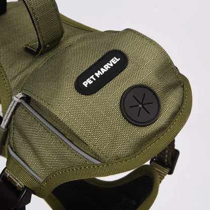 US Local PETMARVEL High-Perfomance Tactical Dog Harness With Poop Bag Holder, No Pull Front Clip & Metal Buckles, Brown S