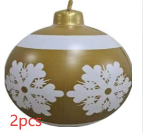US Local Christmas Ornament Ball Outdoor Pvc 60CM Inflatable Decorated Ball PVC Giant Big Large Balls Xmas Tree Decorations Toy Ball