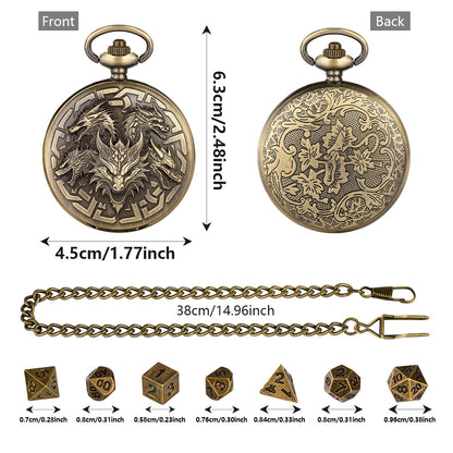 US Local Retro Creative Pocket Watch Shaped Tabletop Game Dice Set -7PCS Metal Polyhedral Dice, Steampunk Style Portable DND Dice Set, Exquisite Metal Craftsmanship, Adding Unique Charm To Tabletop Games