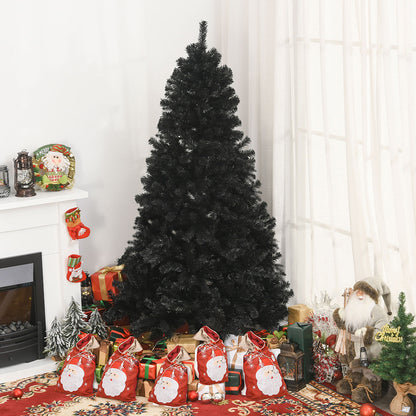 US Local 7ft Artificial Christmas Tree Unlit Douglas Fir With Realistic Branches And 1346 Tips, Black Halloween Style