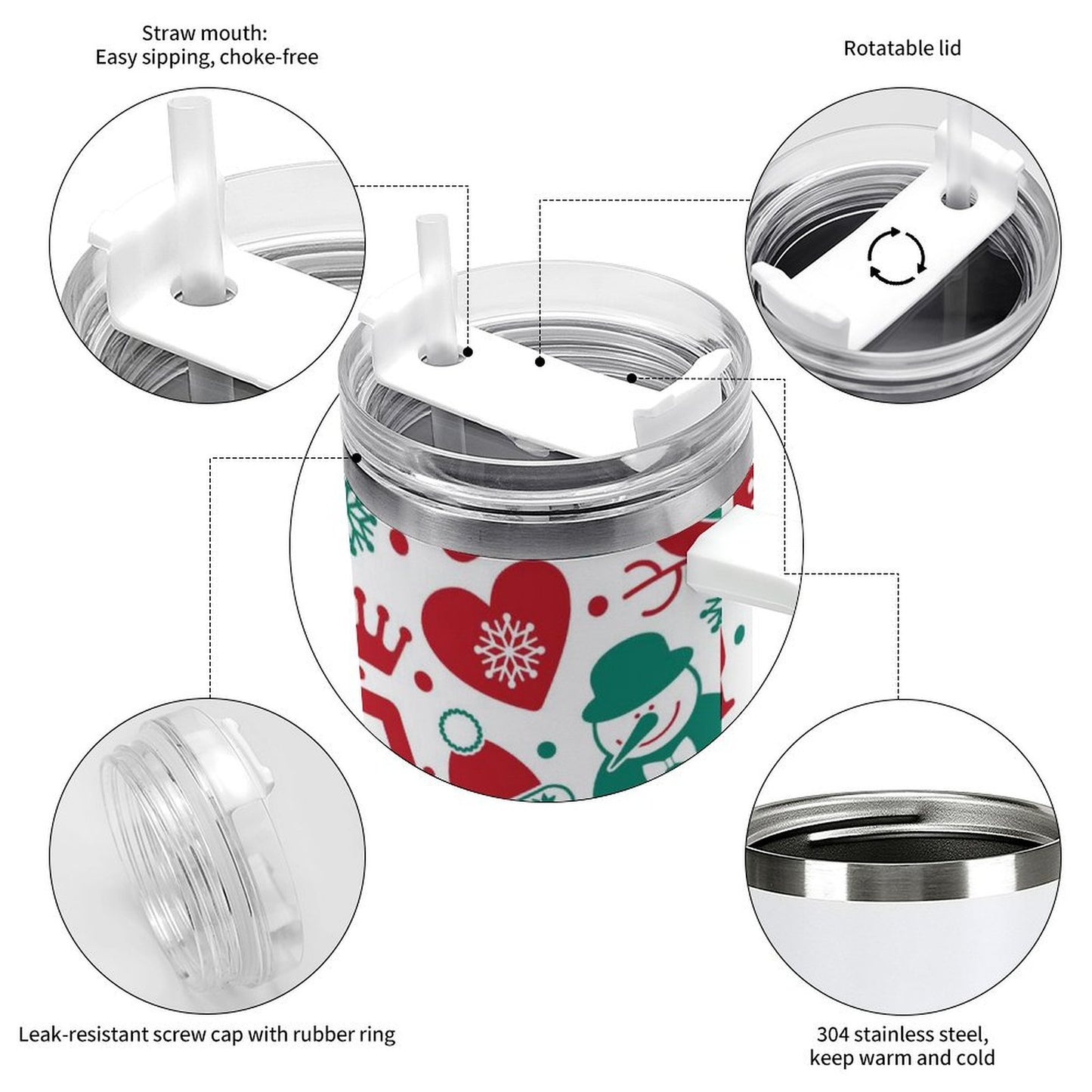 PHDT00275 POD US Local Tumbler 40 oz Large Capacity Car Cup Christmas