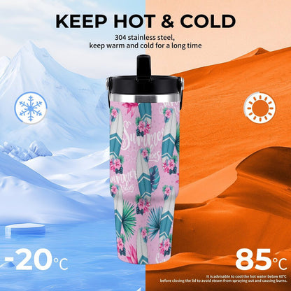 POD US Local Tumbler 30oz Large Capacity Car Cup Sailing, Surfing, Tropical, Romantic, Summer Style
