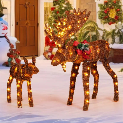 US Local 2-piece Set Lit Moose Christmas Decoration With LED Lights