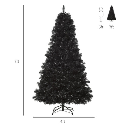 US Local 7ft Artificial Christmas Tree Unlit Douglas Fir With Realistic Branches And 1346 Tips, Black Halloween Style